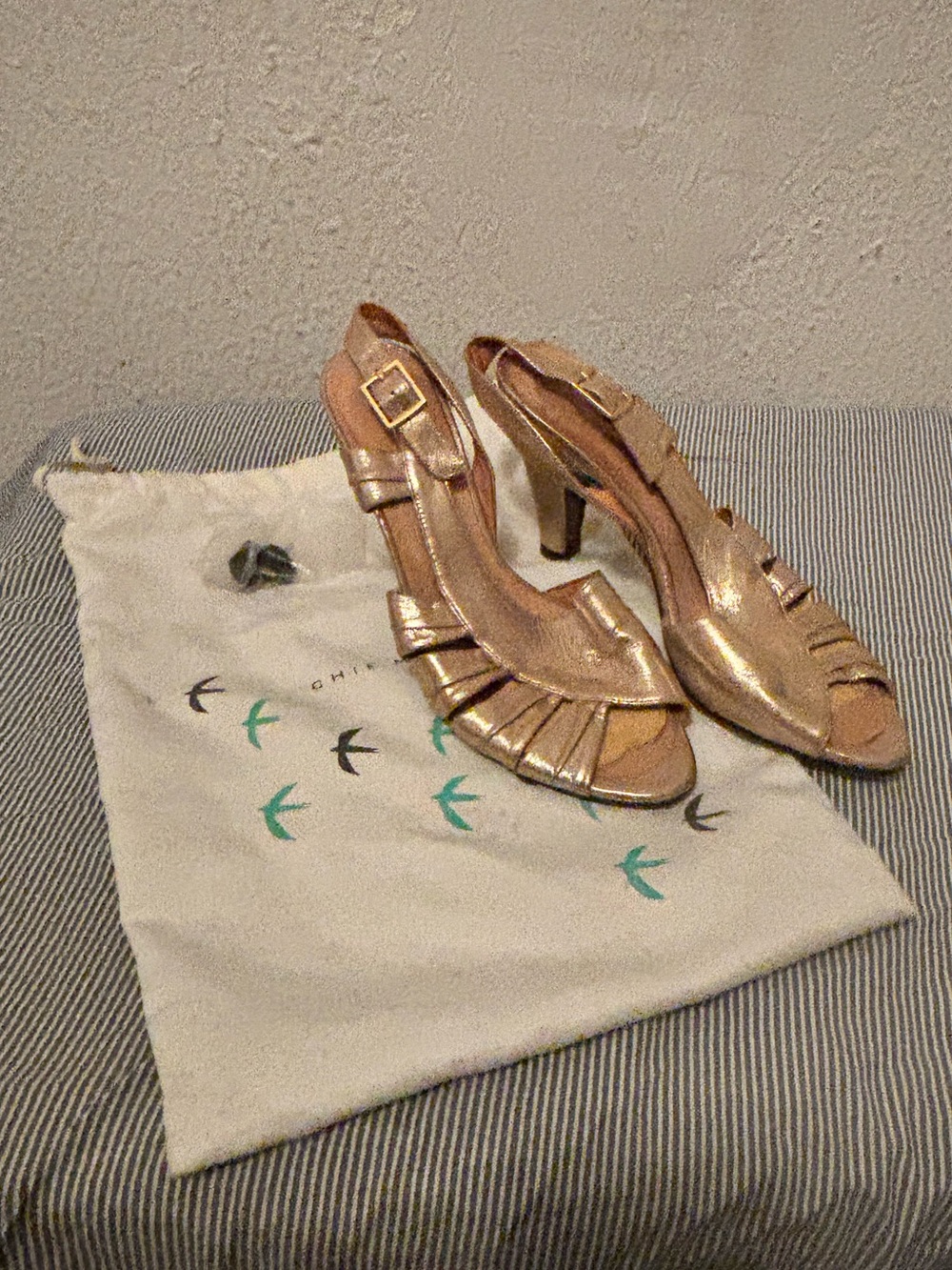 Chie Mihara Metallic Gold Slingback Heels 36 1/2